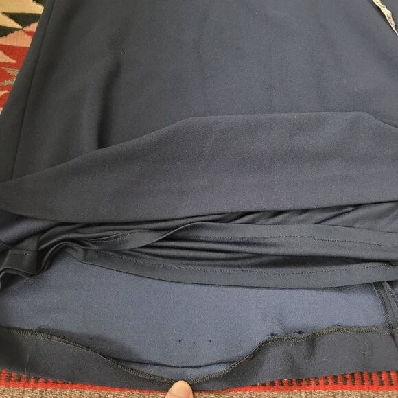 BHLDN Klara Crepe Maxi Dress Gown Sz 6 Navy Blue Halter Crisscross Bridesmaid - Picture 12 of 13